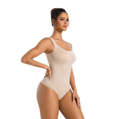 LuxeFit Lace Square Neck Tummy Control Bodysuit