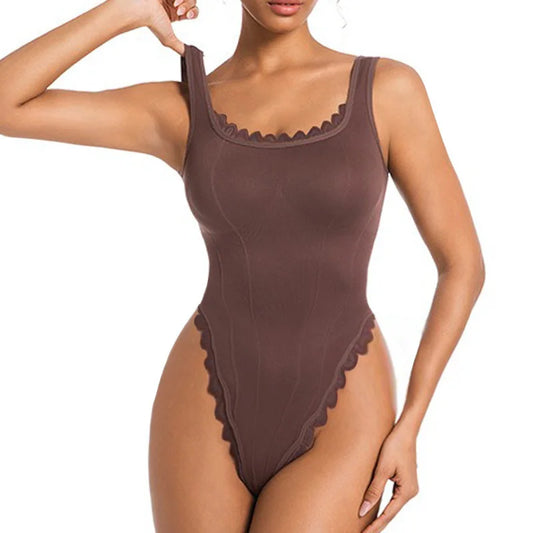 LuxeFit Lace Square Neck Tummy Control Bodysuit